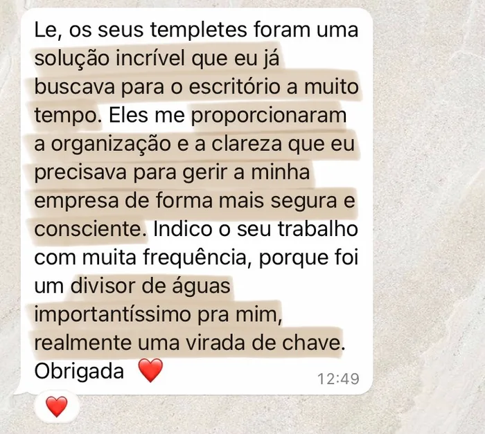 Print de depoimento de cliente do Método OGP