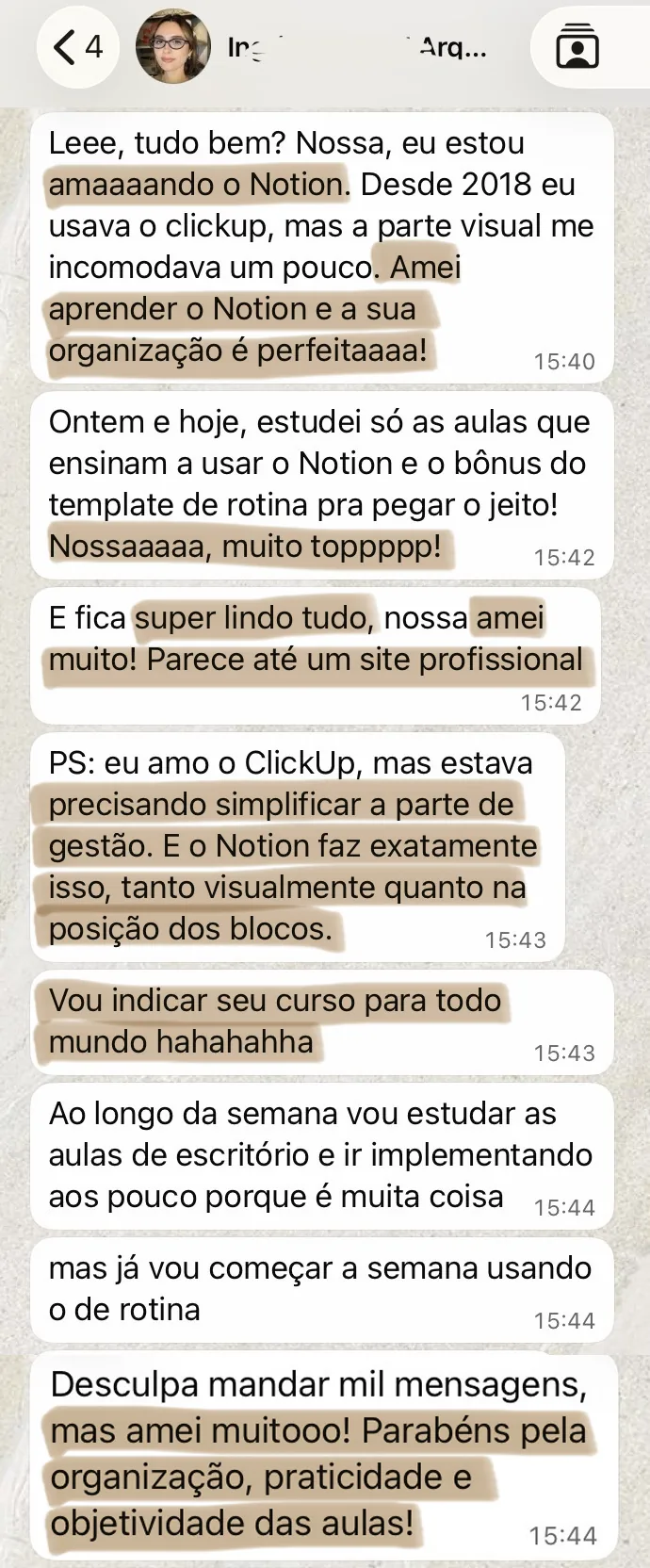 Print de depoimento de cliente do Método OGP
