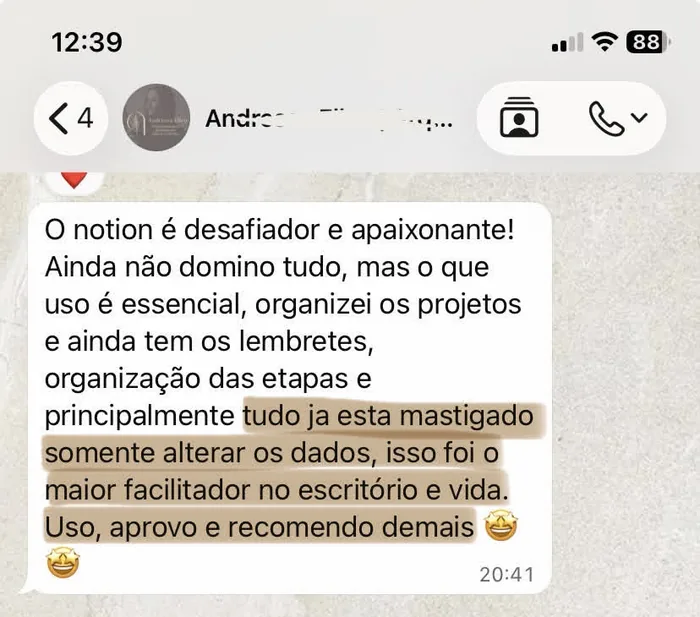 Print de depoimento de cliente do Método OGP